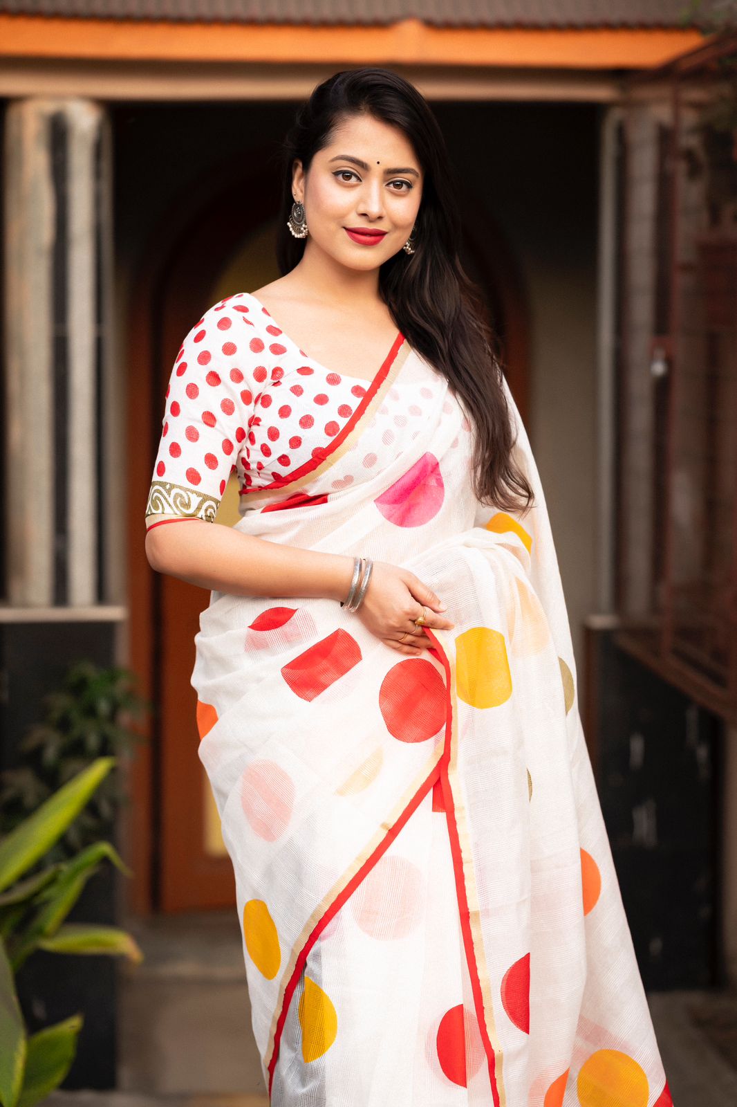 Pure Kota Polka Dot Print Saree