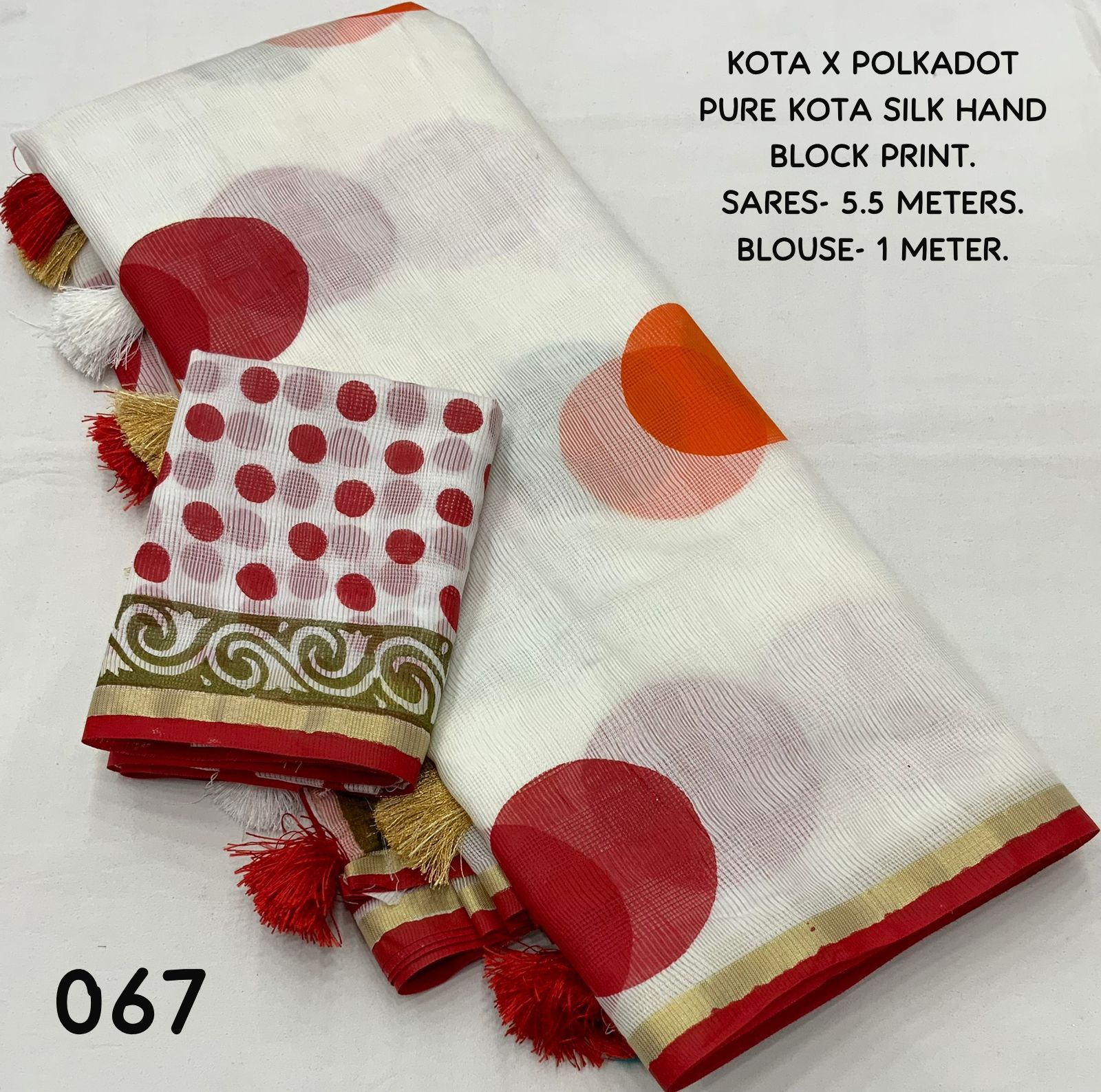 Pure Kota Polka Dot Print Saree