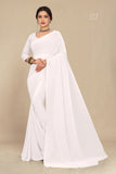 georgette weightless off white saree with grain texture